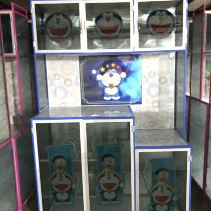 Rak Piring Kaca 3 Pintu Karakter Tiang Warna Vinvinbila