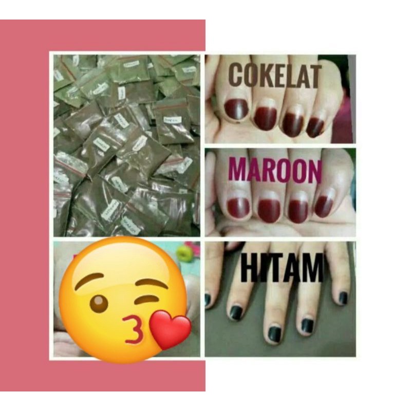 pacar bubuk/hena bubuk/halal ready warna maroon hitam dan coklat