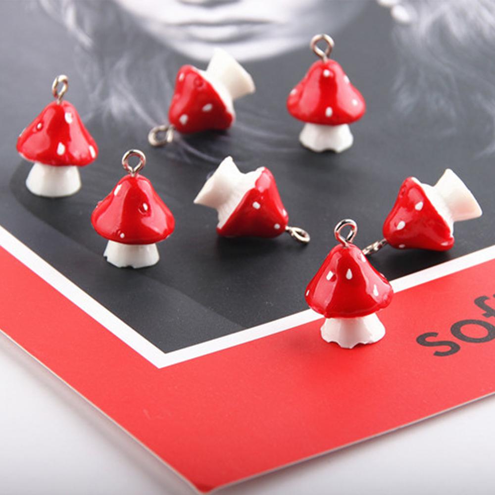 NICKOLAS1 Diy Perhiasan Aksesoris Aksesoris Fashion 3D Jamur Merah Resin Gantungan Kunci Sayuran DIY Anting-Anting