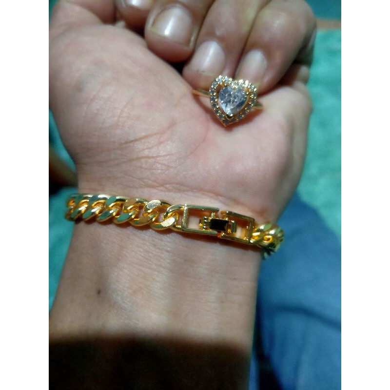 Set Gelang tangan free cincin permata lapis emas gold motif pilihan RO-27