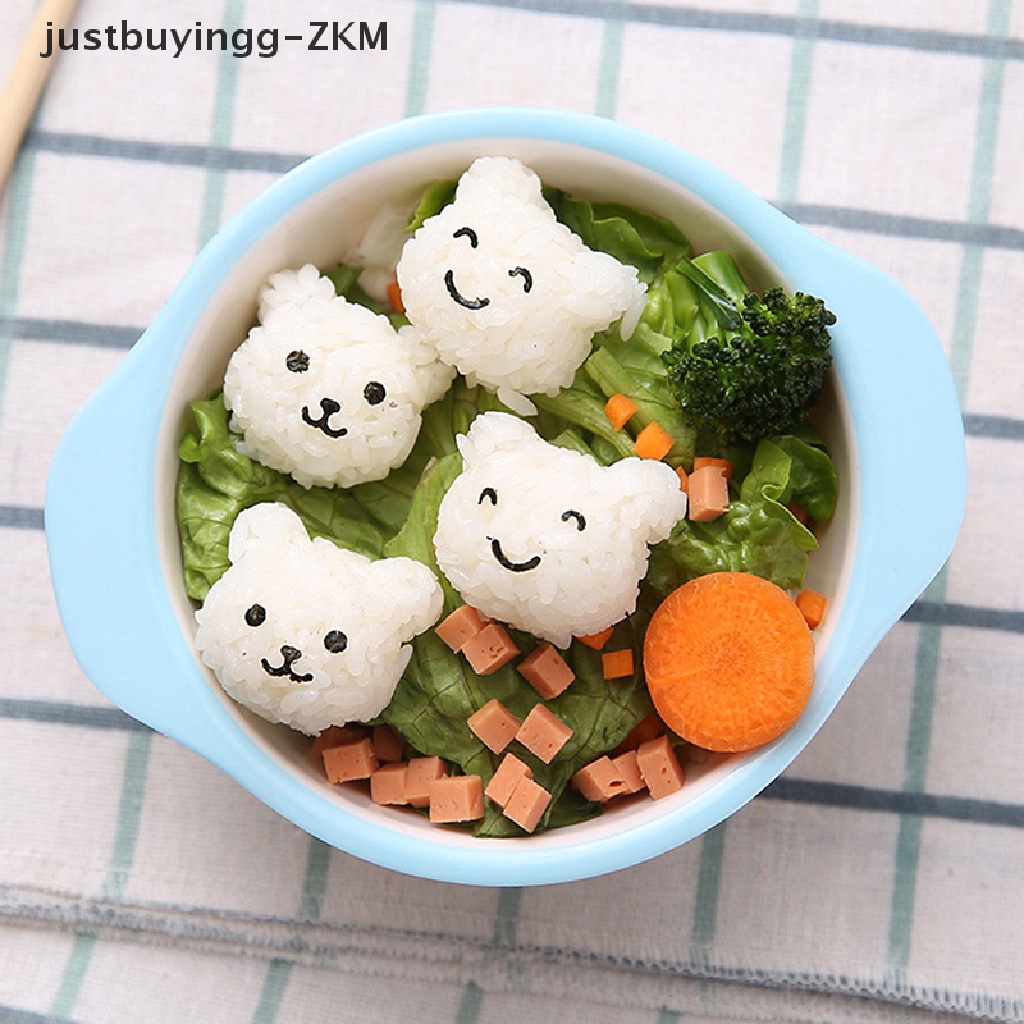 1 Set Cetakan Nasi Bento Sushi Bentuk Beruang Model Tekan Untuk Anak-Anak