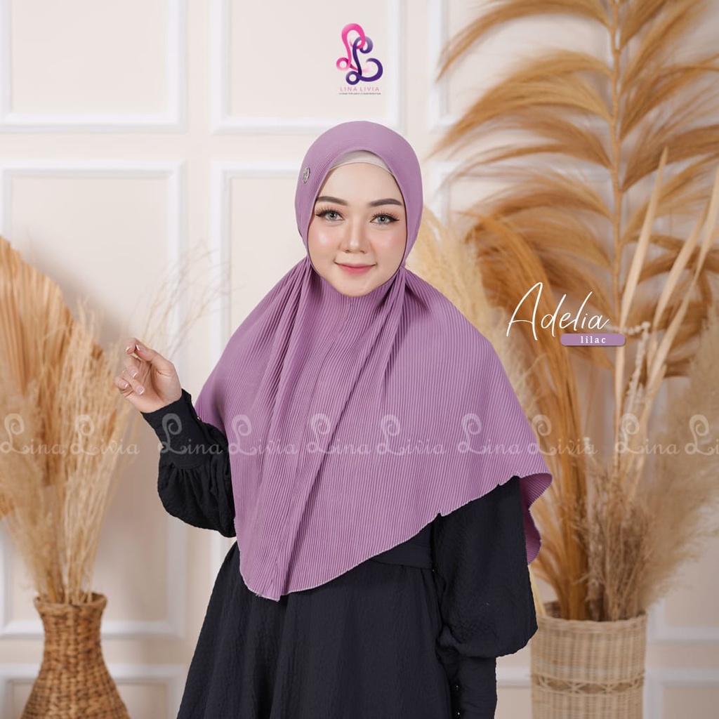 Linalivia Hijab - Bergo Plisket Adelia bahan Diamond Crepe 2 in 1 Style