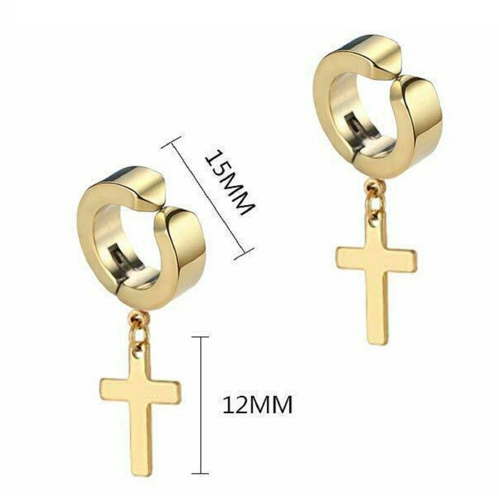 Anting Cuff Tanpa Tindik Desain Bunga Bahan Stainless Steel Gaya Hip Hop Untuk Pria Dan Wanita