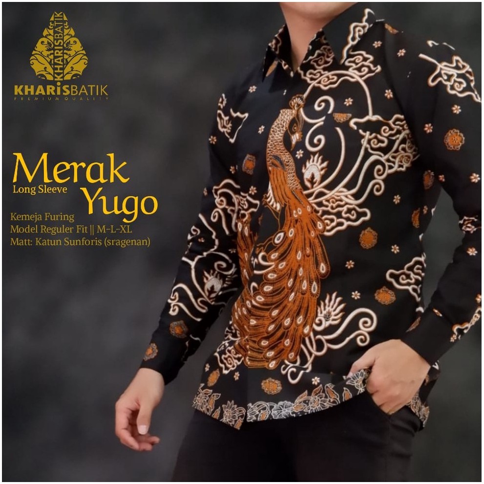 BATIK PREMIUM MERAK YUGO KEMEJA BATIK SOLO PRIA LENGAN PANJANG LAPIS FURING ATASAN PREMIUM MODERN KO