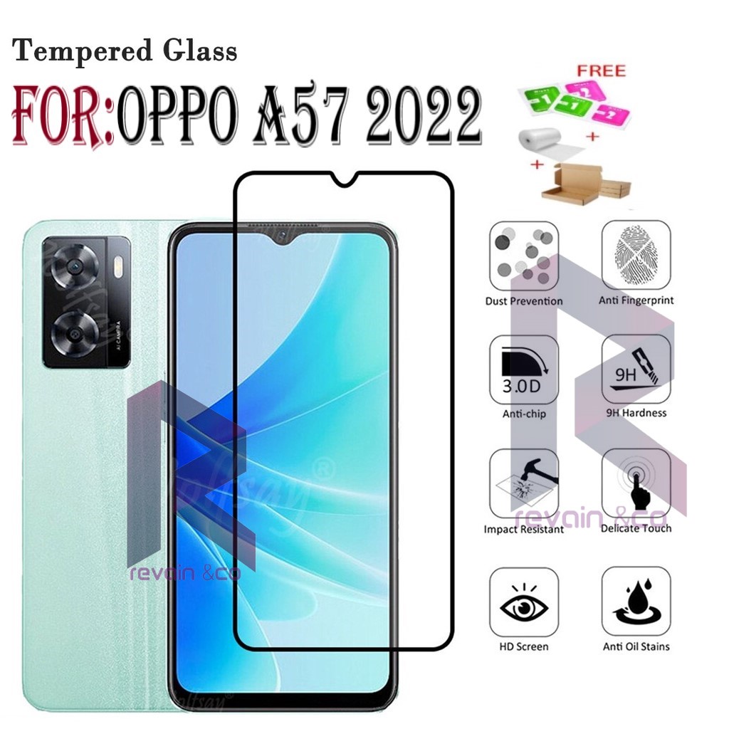 NEW OPPO A57 2022 TERBARU TEMPERED GLASS FULL LAYAR KUALITAS PREMIUM ANTI GORES FULL SCREEN PELINDUNG LAYAR OPPO A57 2022