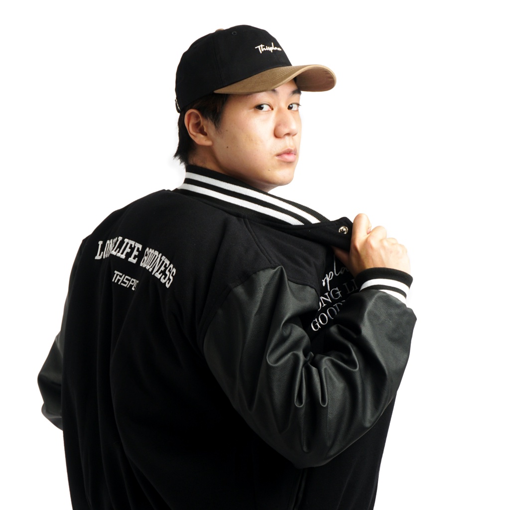 VARSITY JACKET THISPLAN BLACK LATERING