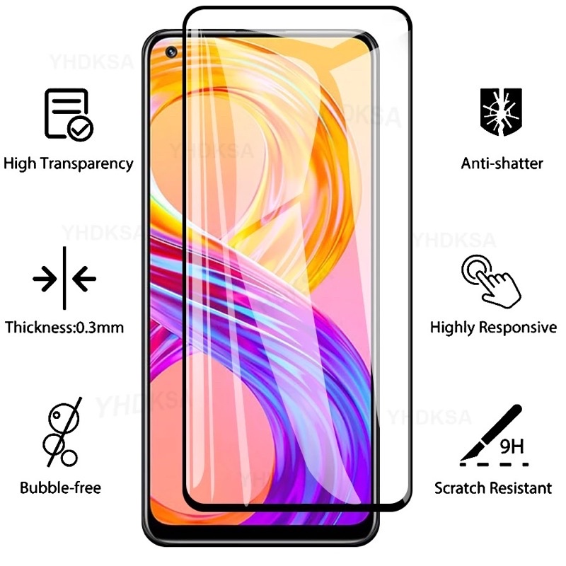 TEMPERED GLASS 9D FULL COVER REALME 10 10PRO+ 9 9i 9 PRO 9 PRO+ PLUS 8 8i 8PRO 7 7i 7PRO PRO + PLUS 4G 5G ANTI GORES KACA FULL LEM