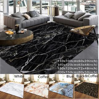 Karpet Motif Print Marmer Warna Hitam Putih Gaya Nordic Karpet Motif Print Marmer Warna Hitam Putih Gaya Nordic