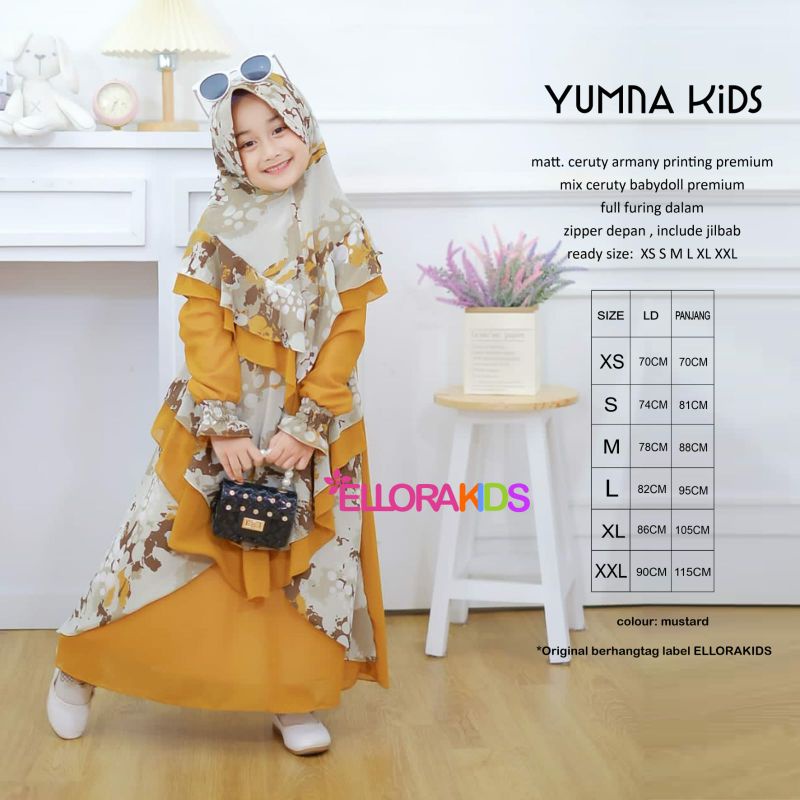 YUMNA KIDS//GAMIS ANAK MATT CERUTTY ARMANY PRINTING PREMIUM FULL FURING DALAM FREE JILBAB BY ELLORA 