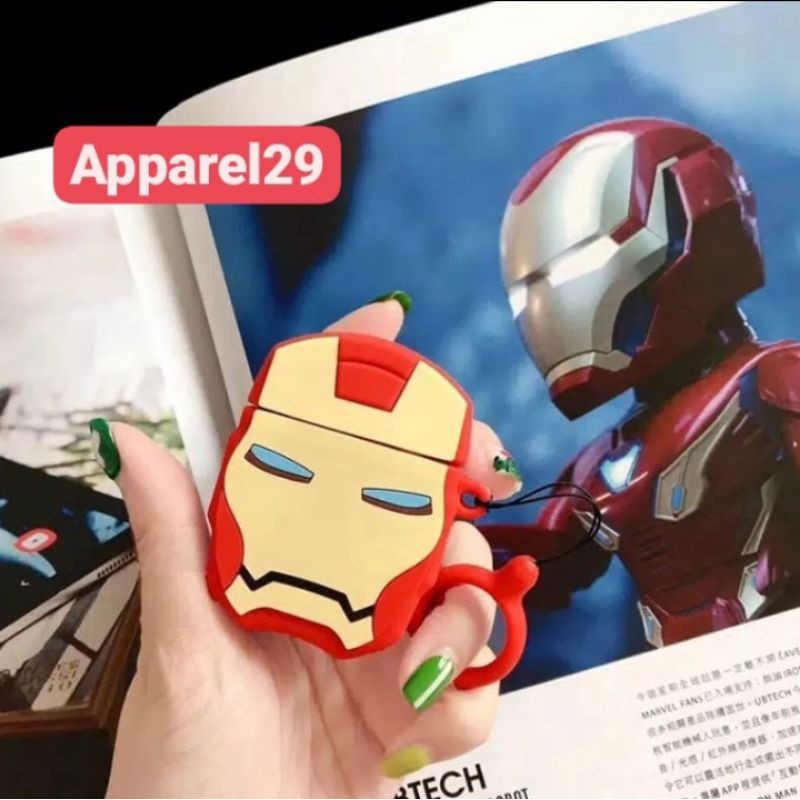 Case Air pod Gen 1 2 Marvel Characters Iron Man Soft Casing