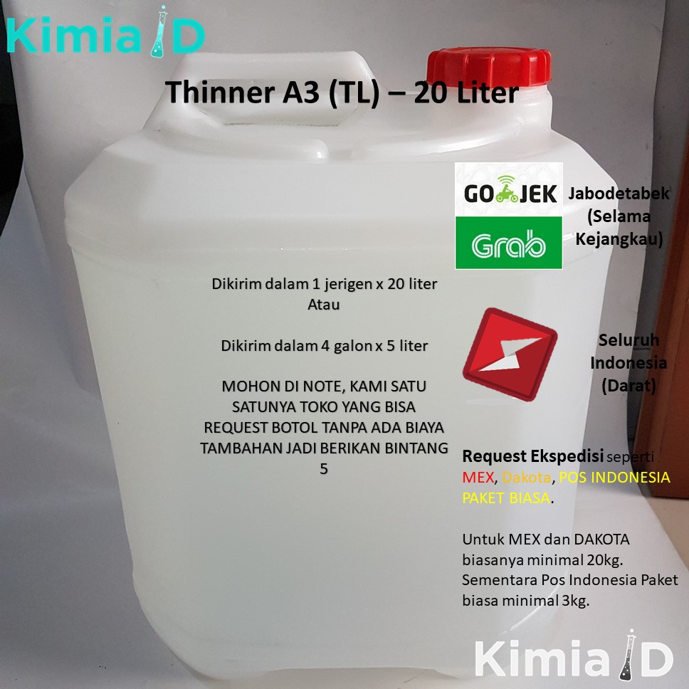 Thinner TL 20 Liter - Solvent - Thinner Toluen - Lacquer Thinner - Pelarut - Cleaning Agent - Resin