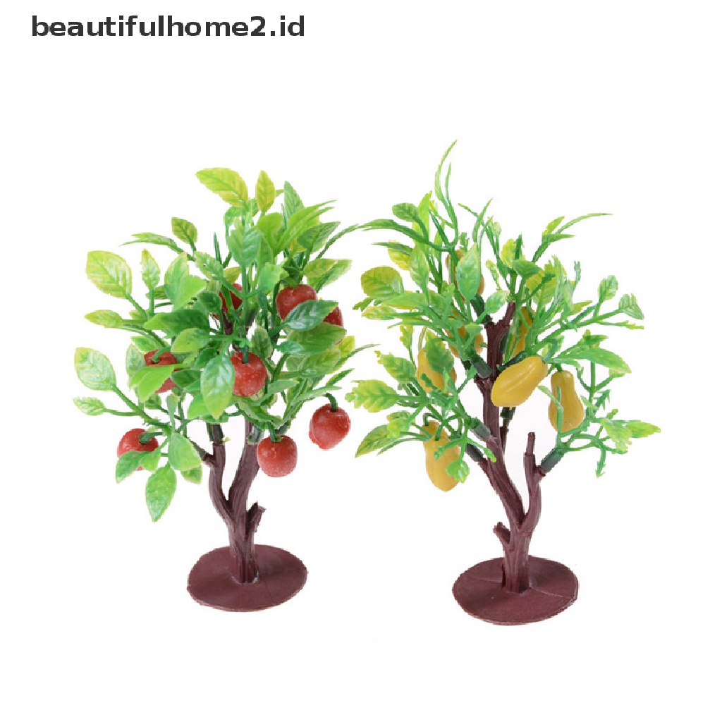 (Beautifulhome2) Buku Literatur Bahasa MandarinId 2pcs Miniatur Pohon Buah 10cm Untuk Rumah Boneka