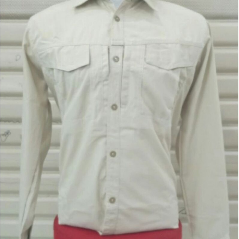 Kemeja POL PP Lengan panjang polos,  bahan Ripstok cream