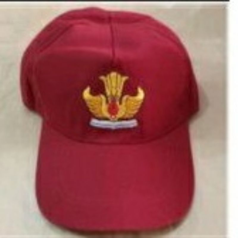 Topi Sd Bordir Merah Full Karet Gesper