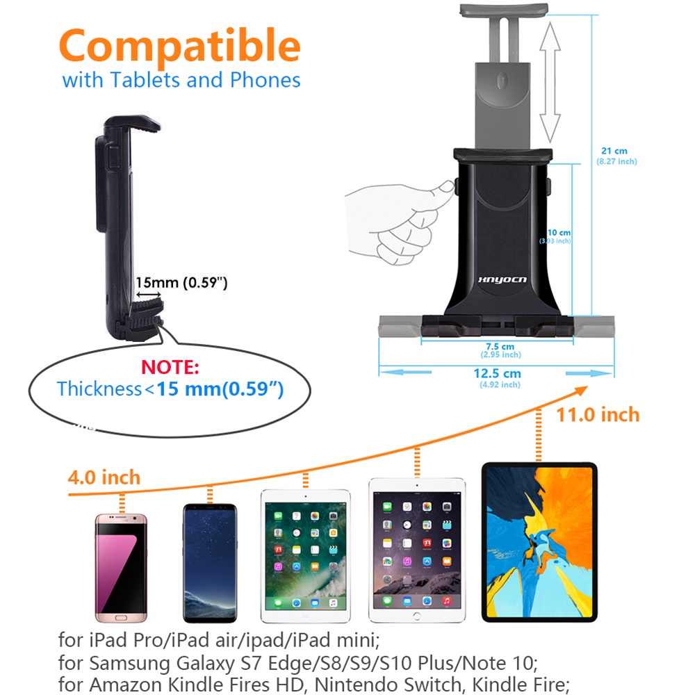 Xnyocn Ring Stand Holder iPad Mini Air Pro 11 &quot;Xiaomi Tablet Mount Dinding Dapur Rumah 2in1