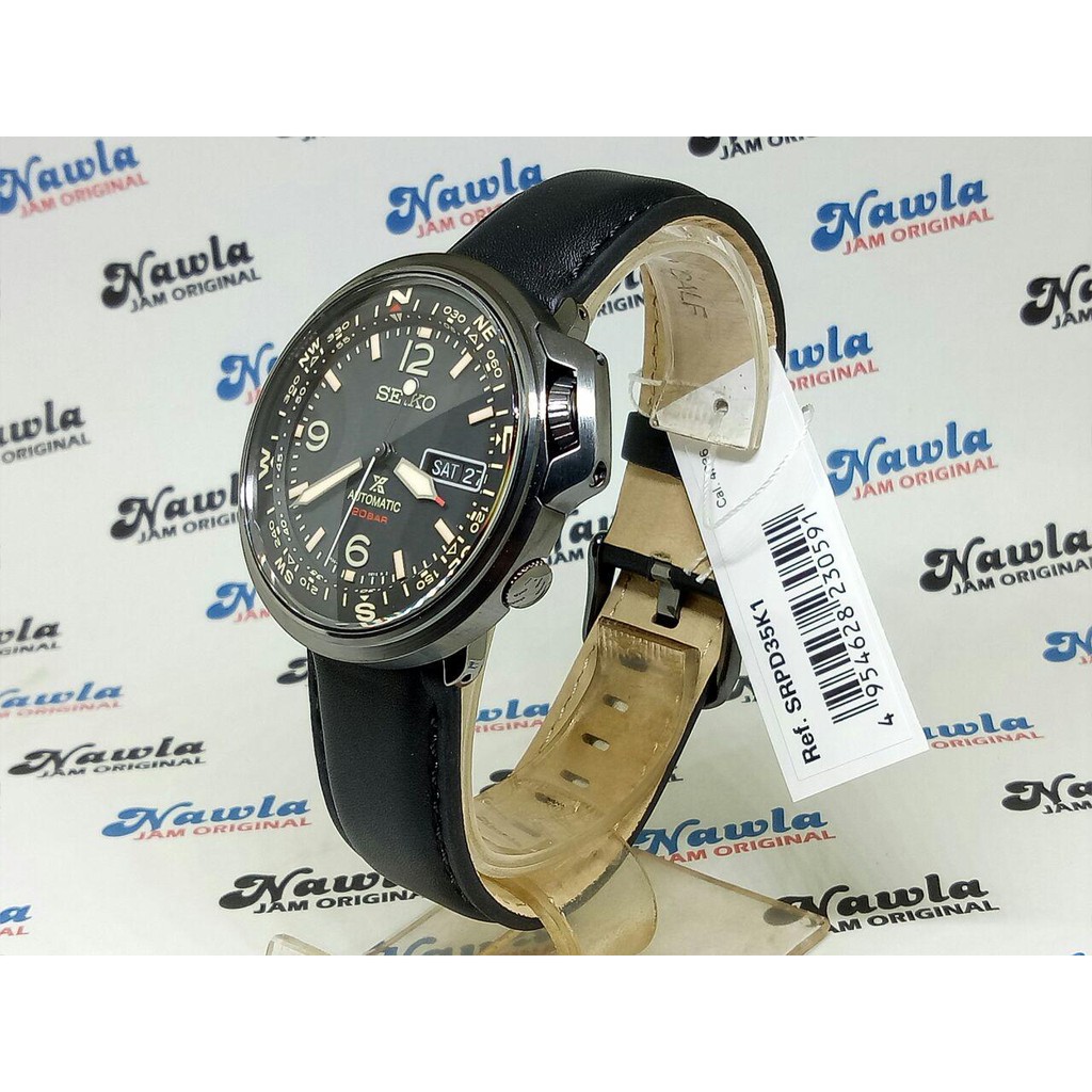 Seiko Prospex SRPD35K1 Compass Black Leather - Jam Tangan Pria SRPD35