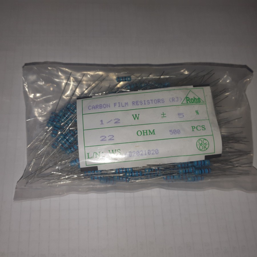 RESISTOR 22 OHM 1/2WATT (10)