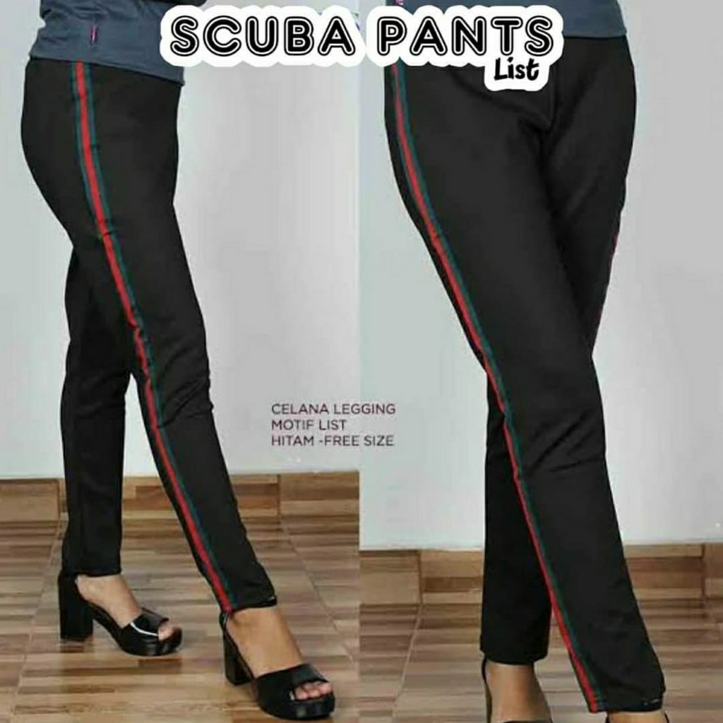 Scuba Double List Samping / Pants List Pensil Bahan Scuba