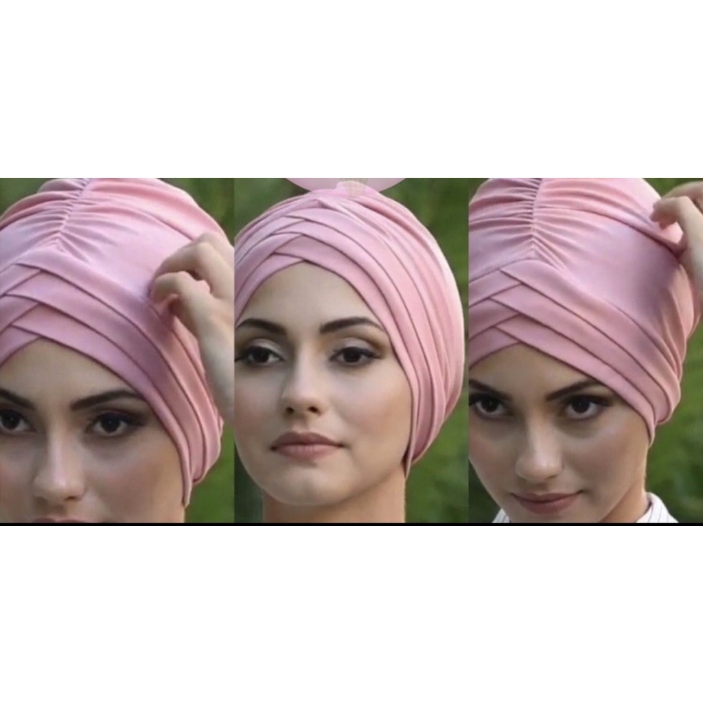 inner turban instan instant polos model silang 3 stylish Turki
