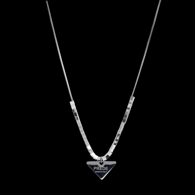 Kalung Bahan titanium steel Bentuk Persegi Segitiga Gaya hip hop