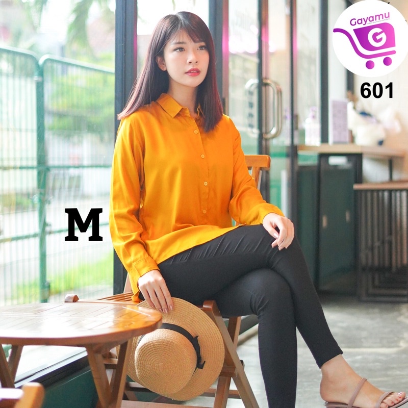 KEMEJA WANITA LENGAN PANJANG SIZE M&L (601)-Mustard M