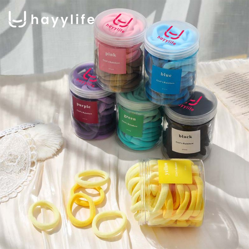HAYYLIFE Ikat rambut nylon 50pcs / karet rambut kemasan toples  HL-BBA514-2