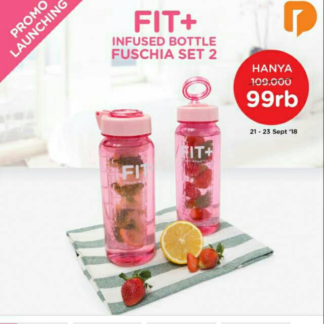 Botol minum infuse water / fit+ bottle fushio set 2