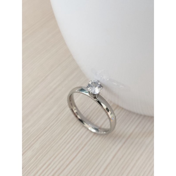 Cincin Putih Permata Cincin Titanium Cincin Nikah/Tunangan