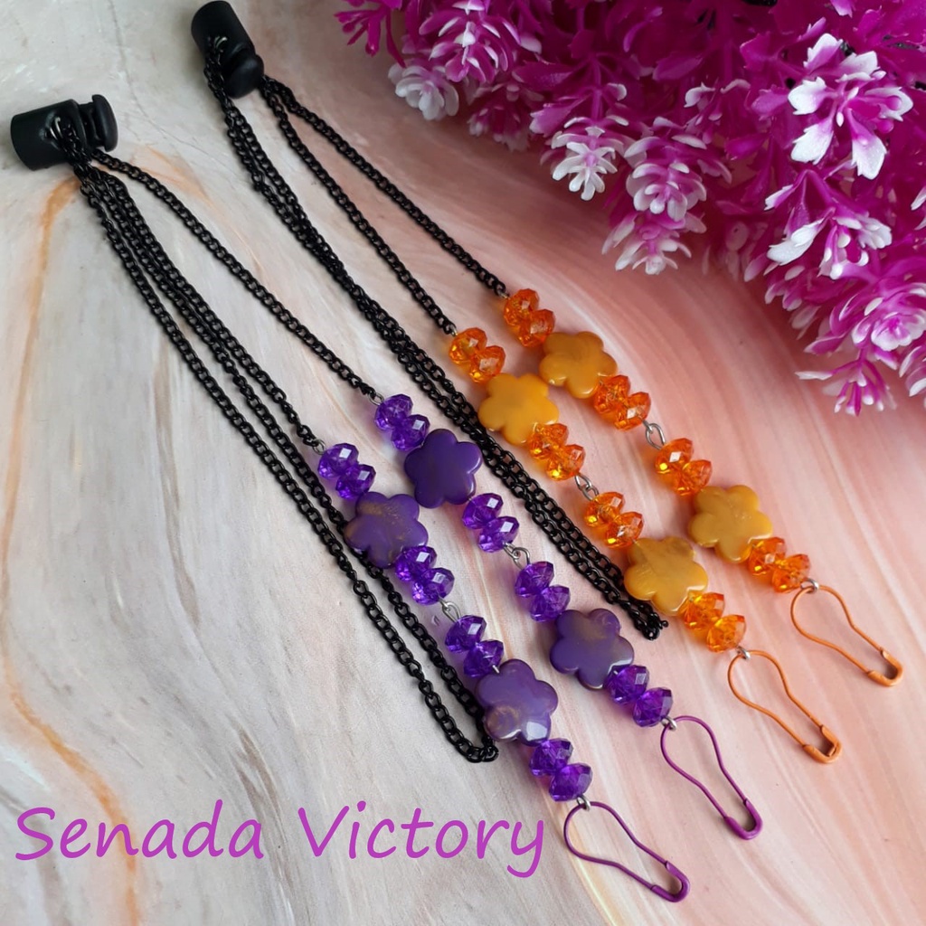 Senada Victory Kalung Masker Bunga Kristal 2 in 1 Konentor Hijab SKM03