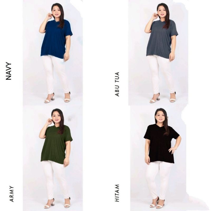 XXL vneck basic blouse SUPER BIG spandex rayon premium XXL (2 hrg grosir)