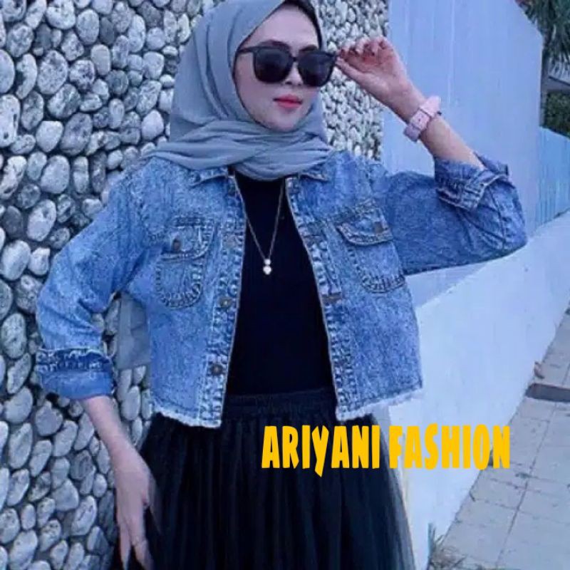 JAKET JEANS CROP WANITA CEWEK CEWE RAWIS Jaket JINS DENIM murah