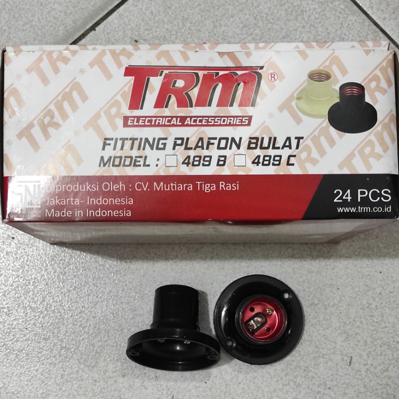 TRM Fitting Plafon Bulat Hitam 489B / Piting duduk tempel Lampu