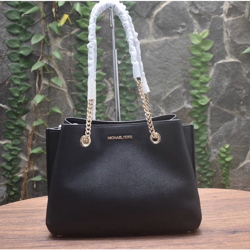 MK Teagen Large Long Drop Satchel Black