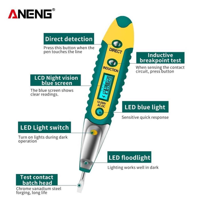 Tespen Listrik Digital AC Detector 12V-250V