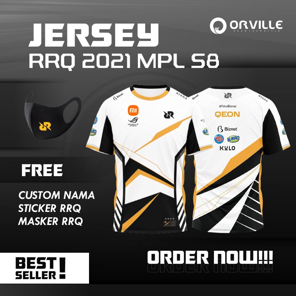 JERSEY RRQ TERBARU PUTIH MPL S8 2021 / FREE NICKNAME / FREE STICKER & MASKER