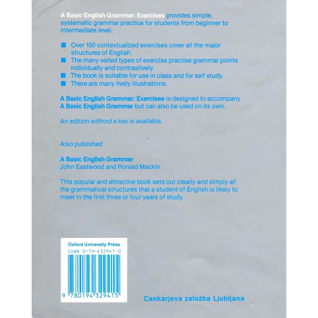 Jual A BASIC ENGLISH GRAMMAR EXERCISES with Key | Shopee Indonesia