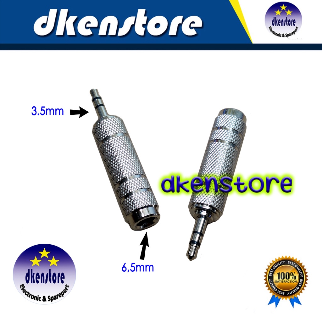 Jek konverter besar ke kecil Jack converter 6.35mm to 3.5mm mic besi