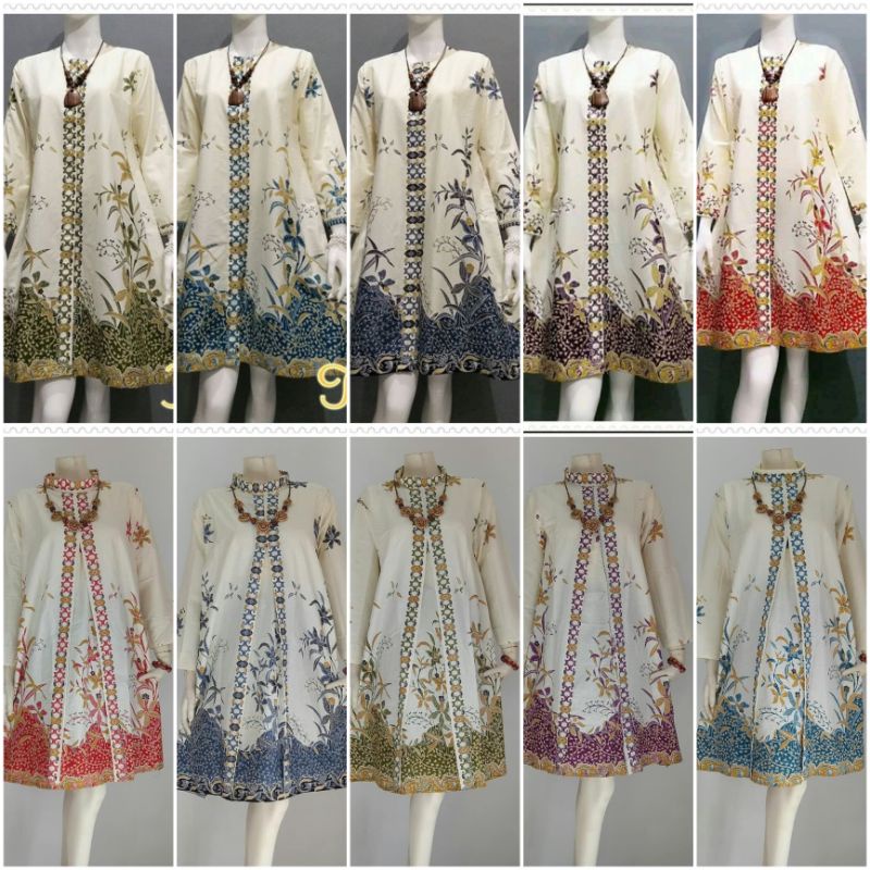 TUNIK BATIK WARNA PUTIH GADING / ATASAN BATIK UNGGUL JAYA WARNA PUTIH