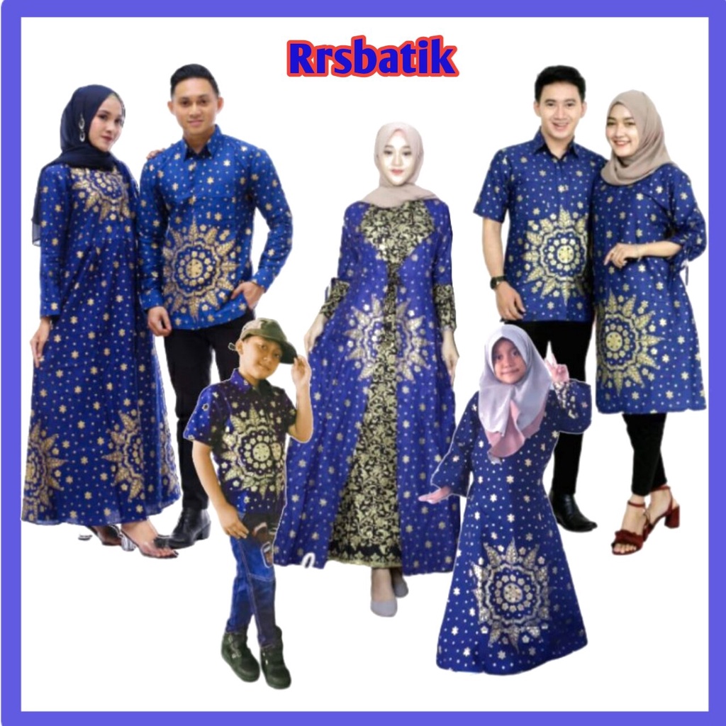 ( COD BISA PISAH ) PROMO BAJU BATIK KELUARGA COUPLE PASANGAN SERAGAM MOTIF MATAHARI BIRU SARIMBIT BATIK COUPLE AYAH IBU DAN ANAK COWOK CEWEK