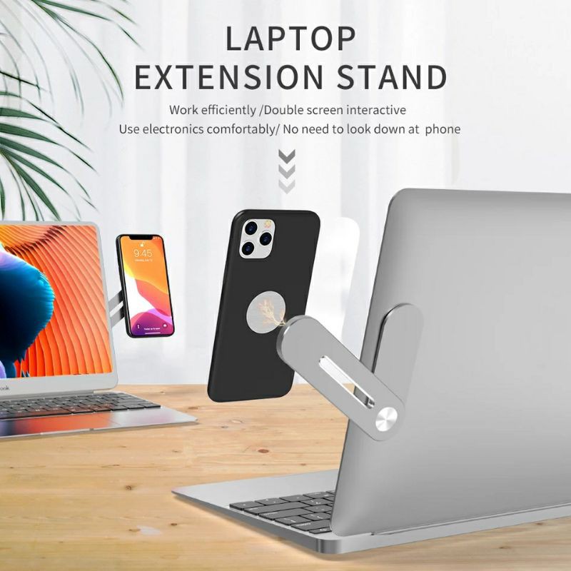 Triple W Laptop Extension Stand Phone Bracket Holder Alloy Penghubung Laptop dan Hp Premium