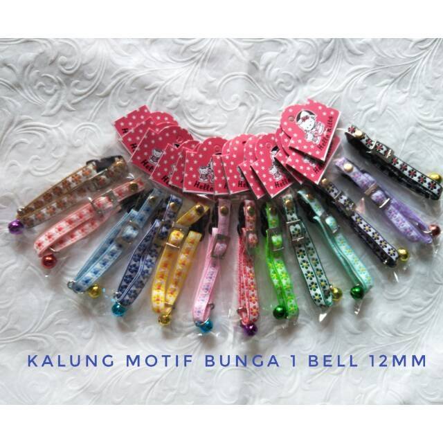 Kalung kucing murah MOTIF BUNGA 1 lonceng 12mm