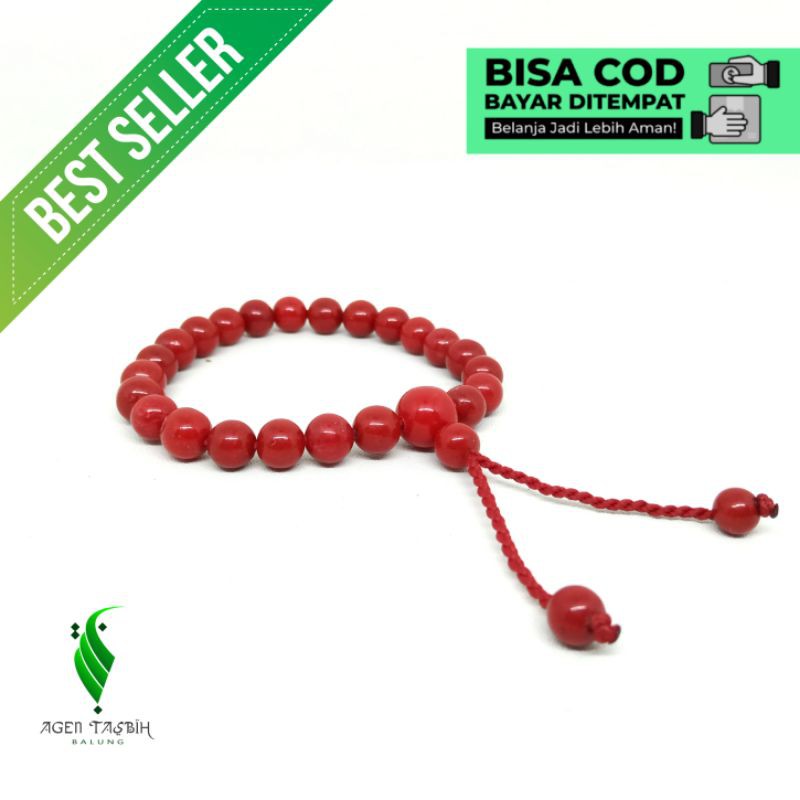 GELANG BATU MARJAN MERAH ORIGINAL, BATU KARANG LAUT PILHAN BERKUALITAS