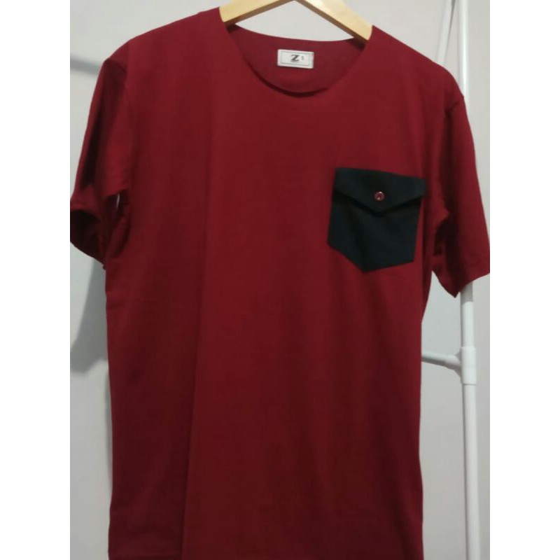 UNFINISHED POCKET | Kaos Polos Pria Tanpa Kerah tangan pendek saku Premium Original Distro