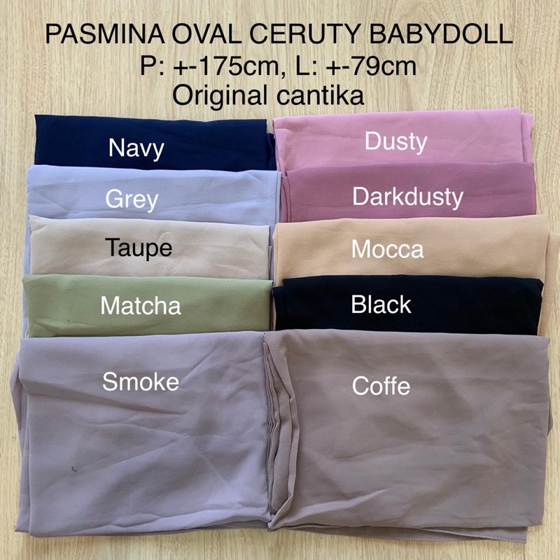 40 WARNA PASHMINA OVAL CERUTY BABYDOLL PASMINA OVAL