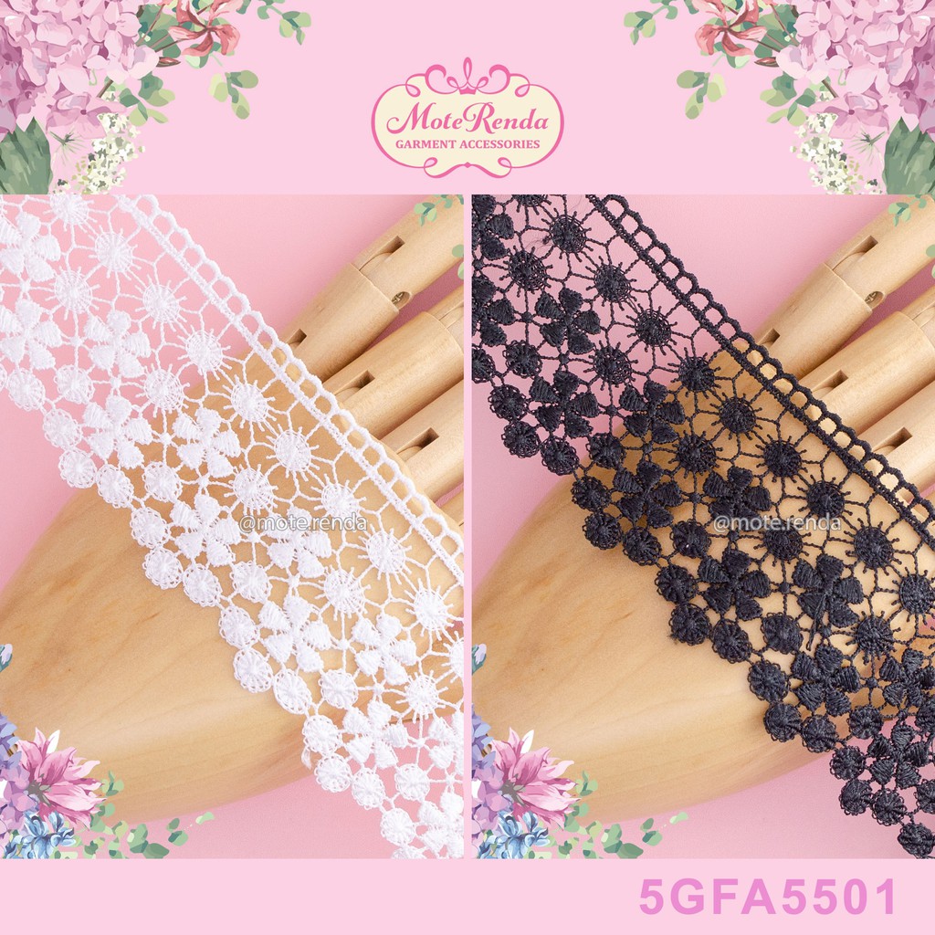 Renda giper Jepang premium, lebar 5.5cm (harga per 50cm) kode 5GFA55