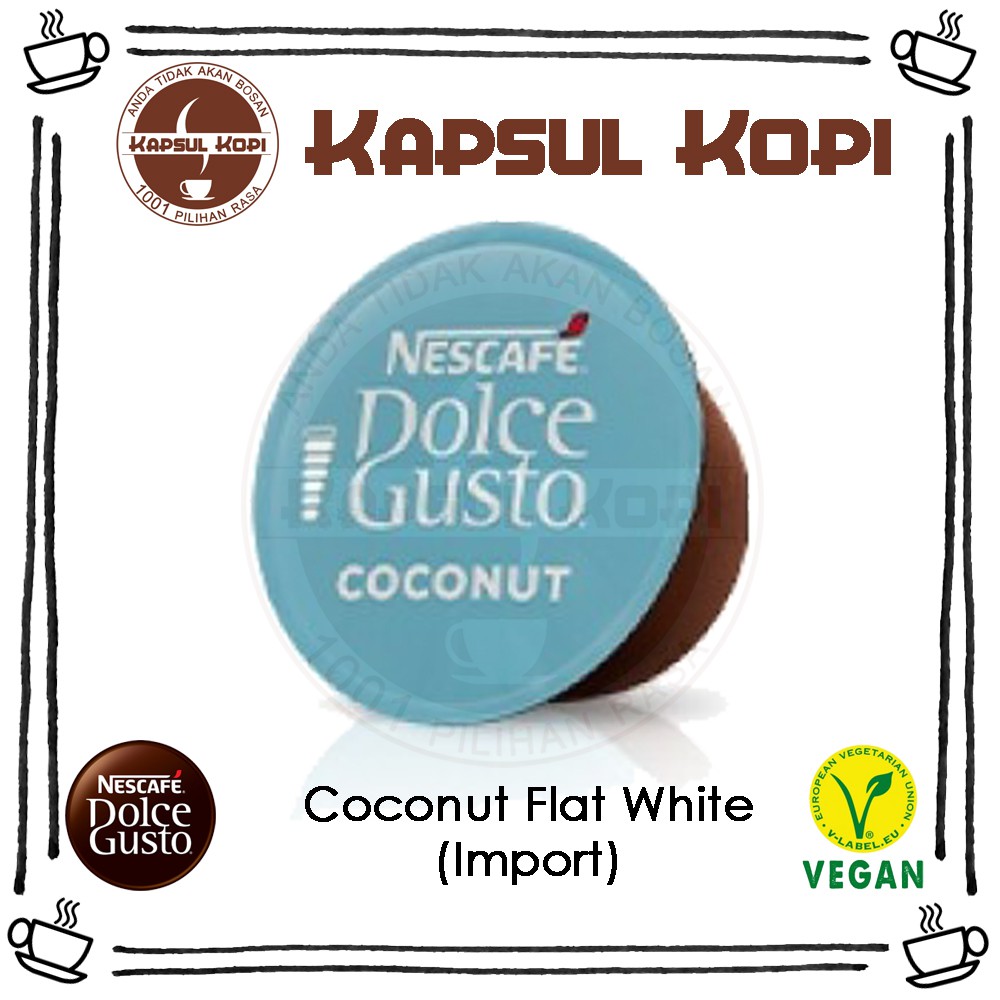 

Ecer Coconut Flat White Kapsul Kopi Impor Nescafe Dolce Gusto Coffee Capsule