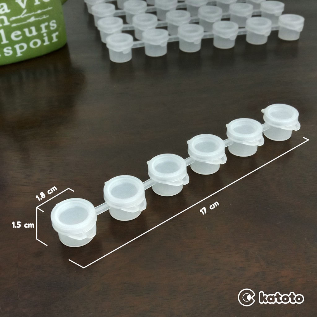 

POT CAT PLASTIK RENTENG 6X3 ML - TABUNG TEMPAT CAT AKRILIK - PAINT POT STRIPS - ACRYLIC PAINT CUP