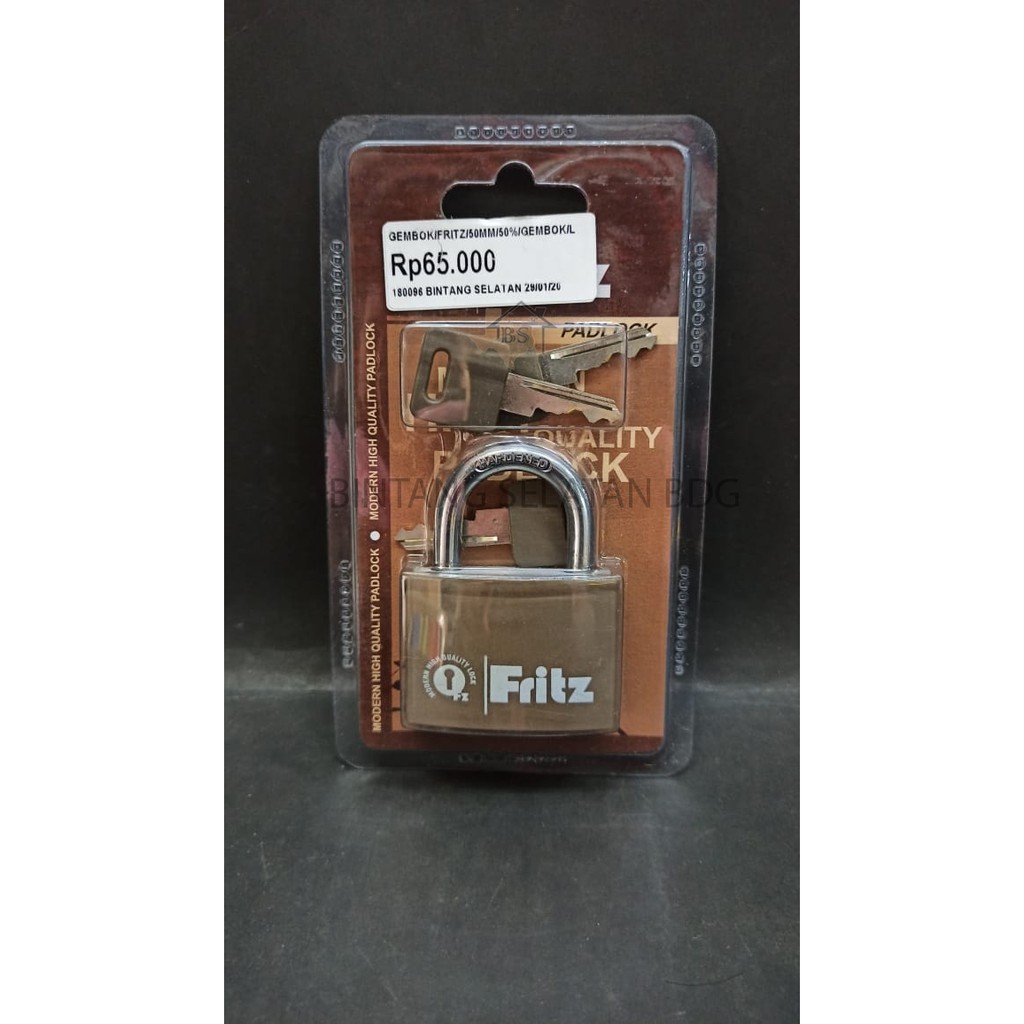 KUNCI GEMBOK PADLOCK FRITZ UK 50MM WARNA COKLAT KUNCI PENGAMAN PINTU