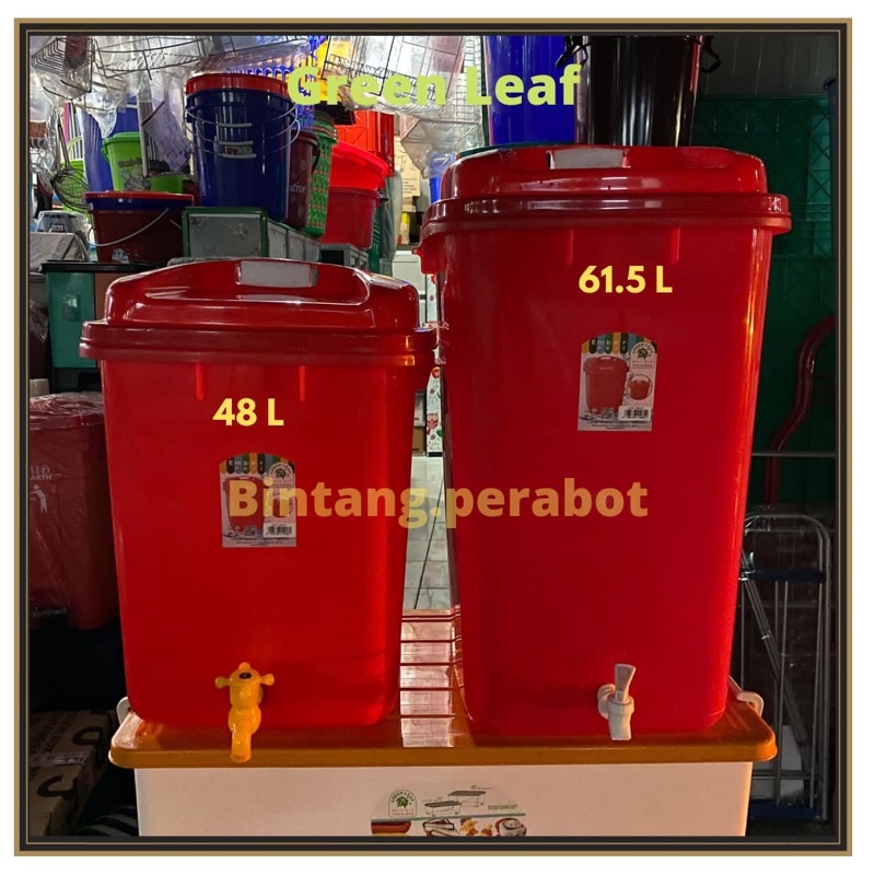 GREEN LEAF - Ember Plastik Kotak Segi + Kran 48 dan 61.5 Liter / Ember Dengan Kran / Ember Dengan Tu