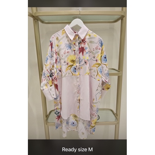 The over size shirt pink benang jarum buttonscarves